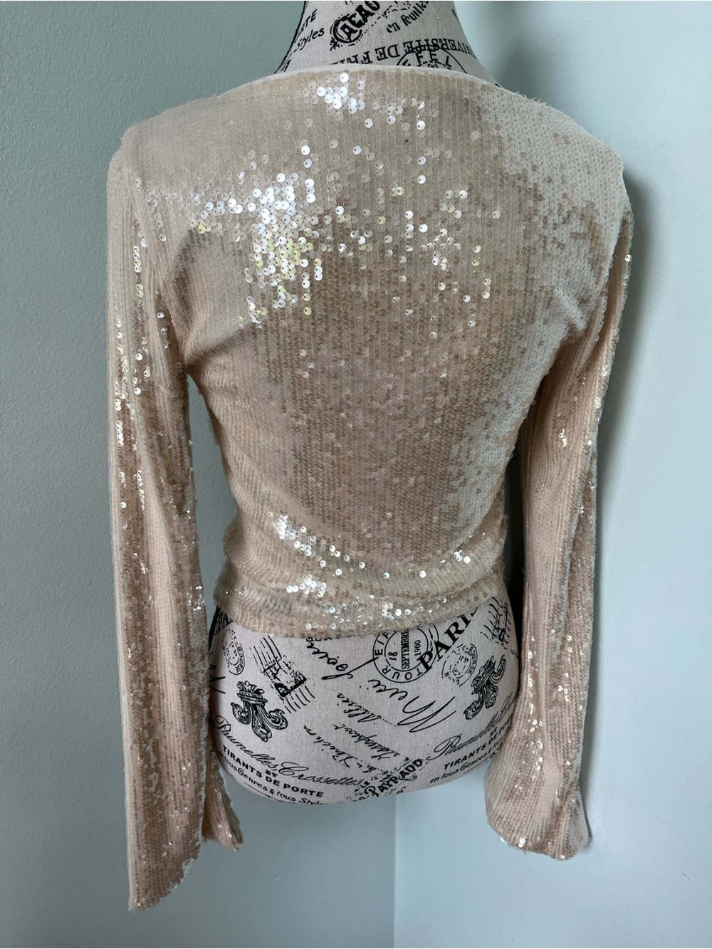 wild fable Champagne Sequin Tie-Neck Sweater - Picture 2 of 4